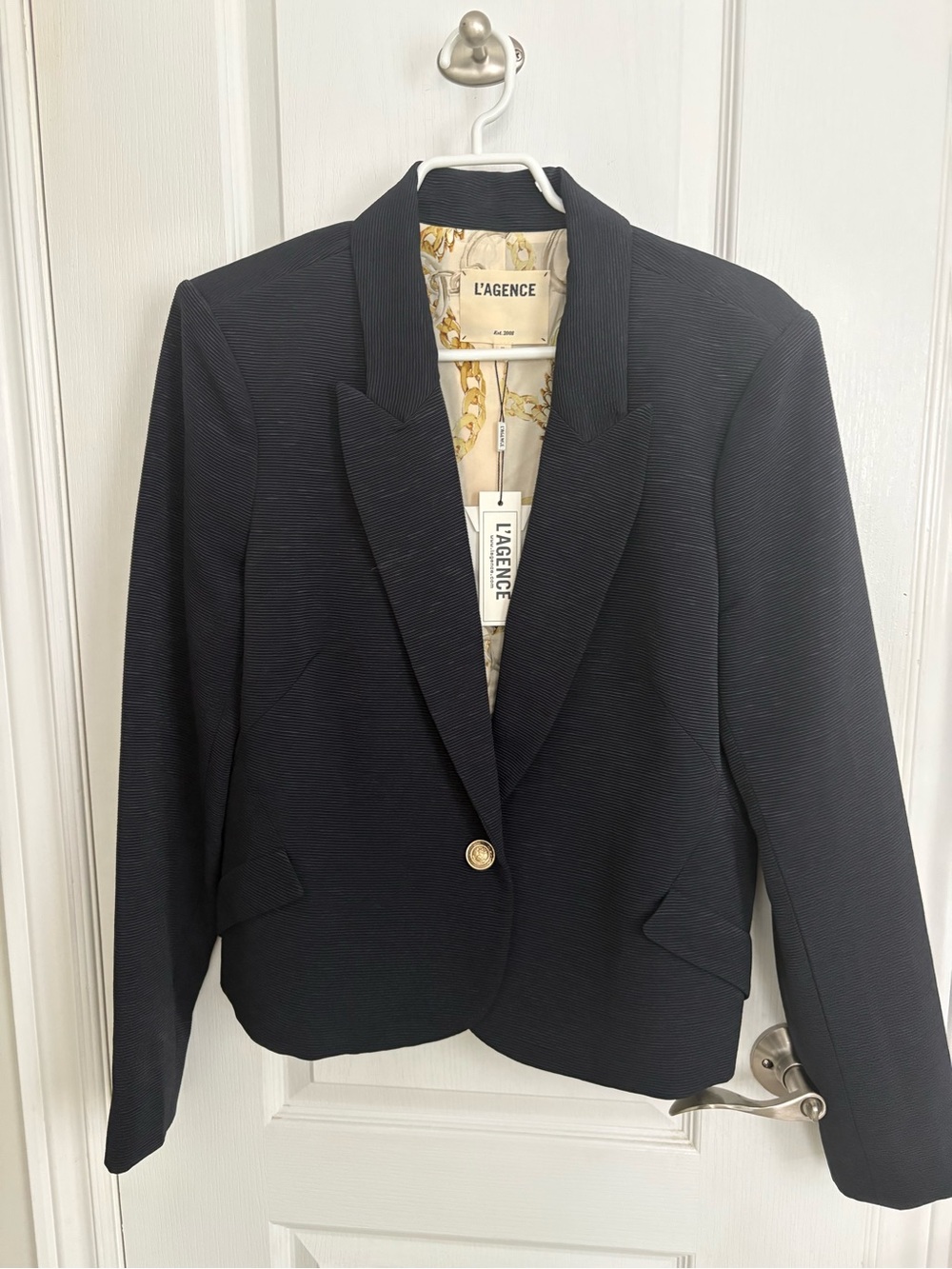 L'AGENCE Women's Navy Tailored One-Button Blazer size 12